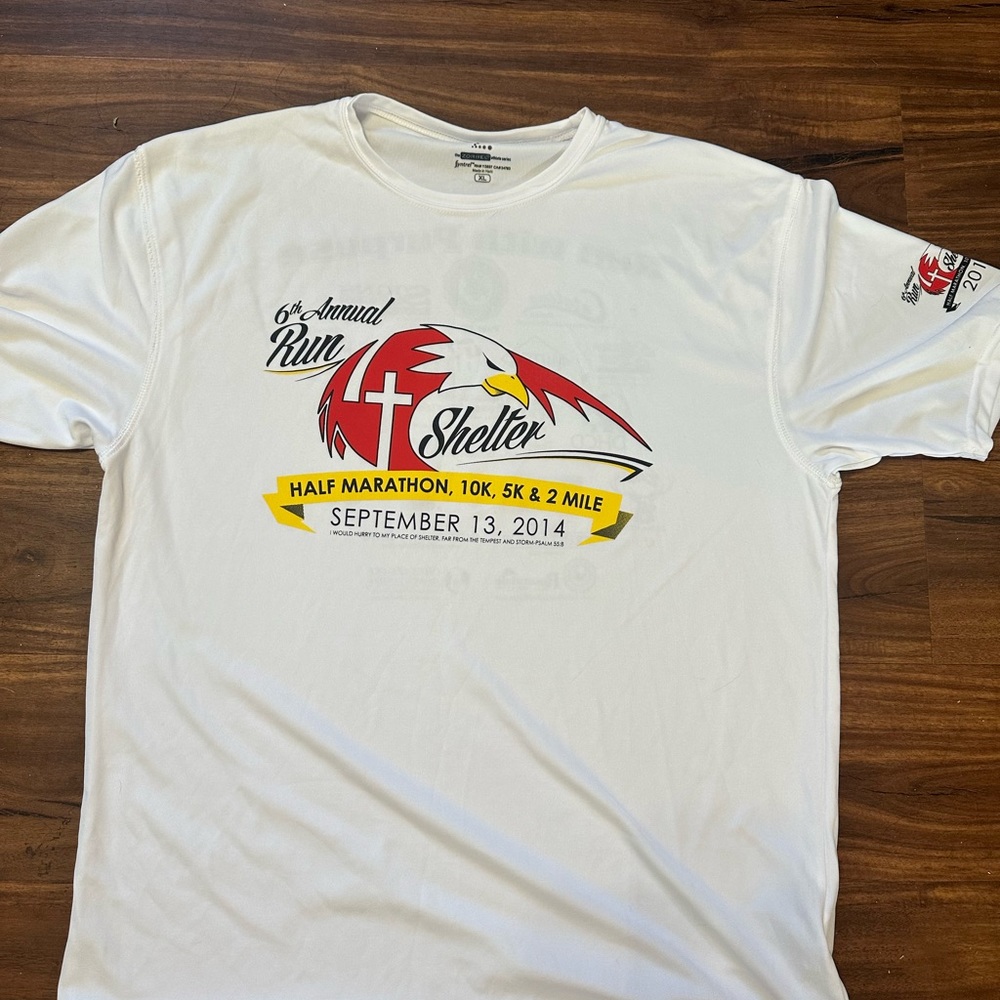 Race athletic shirt Run to shelter 2014 race  6th annual half marathon 10k 5k
